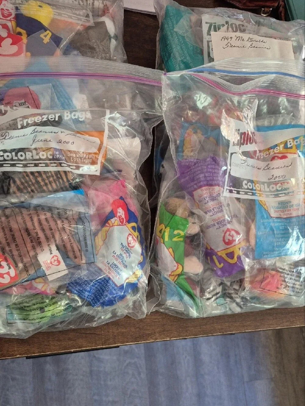 McDonald's Beanie Babies 4 Ziplock Bags Full